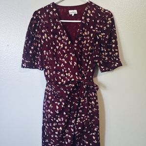 Heartloom Maroon Flowered Short Wrap Dress